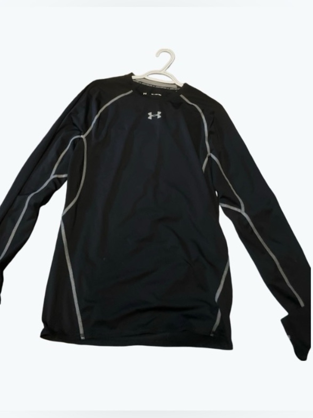 Under Armour Black Long-Sleeve Tech Compression Shirt with Gray Accents